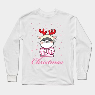 Christmas cat reindeer Long Sleeve T-Shirt